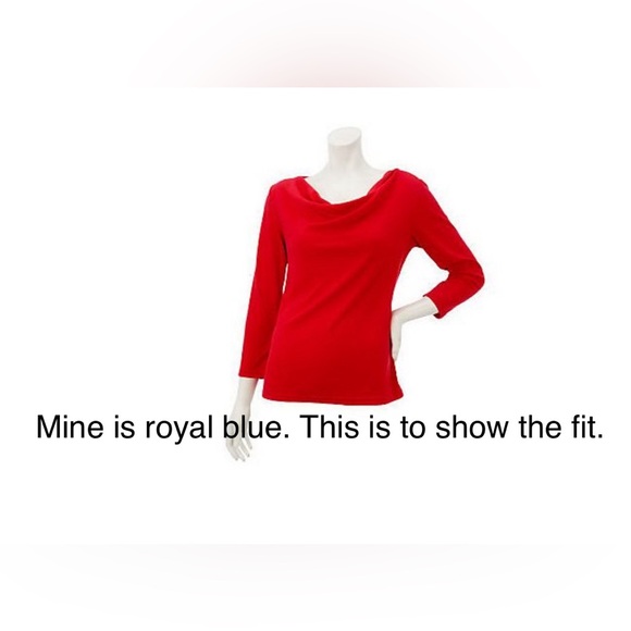Bob Mackie’s Drape Neck Bracelet Sleeve Knit Top In Royal Blue. Size 1X. - Picture 8 of 12